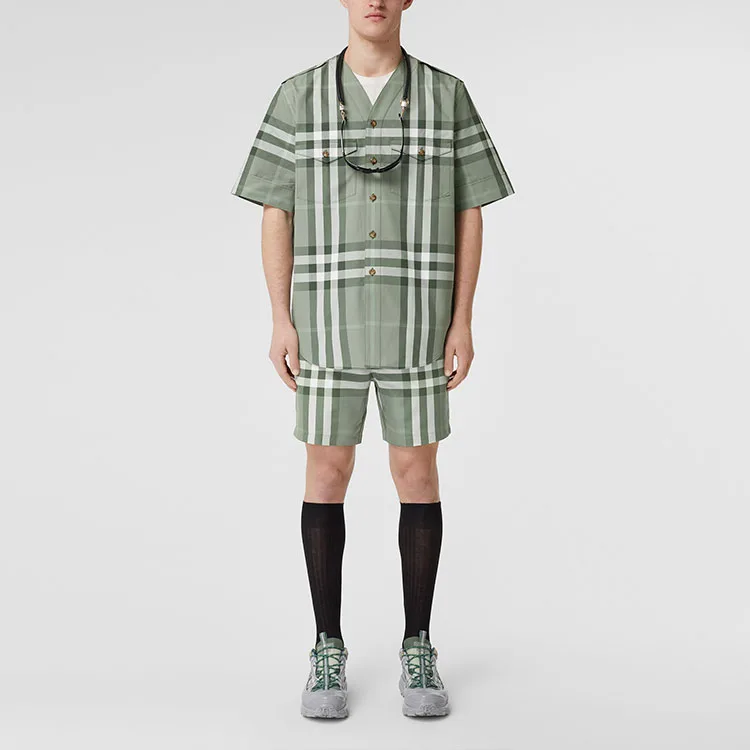 Рубашка мужская Burberry SS22 серо-зеленый — фото 4
