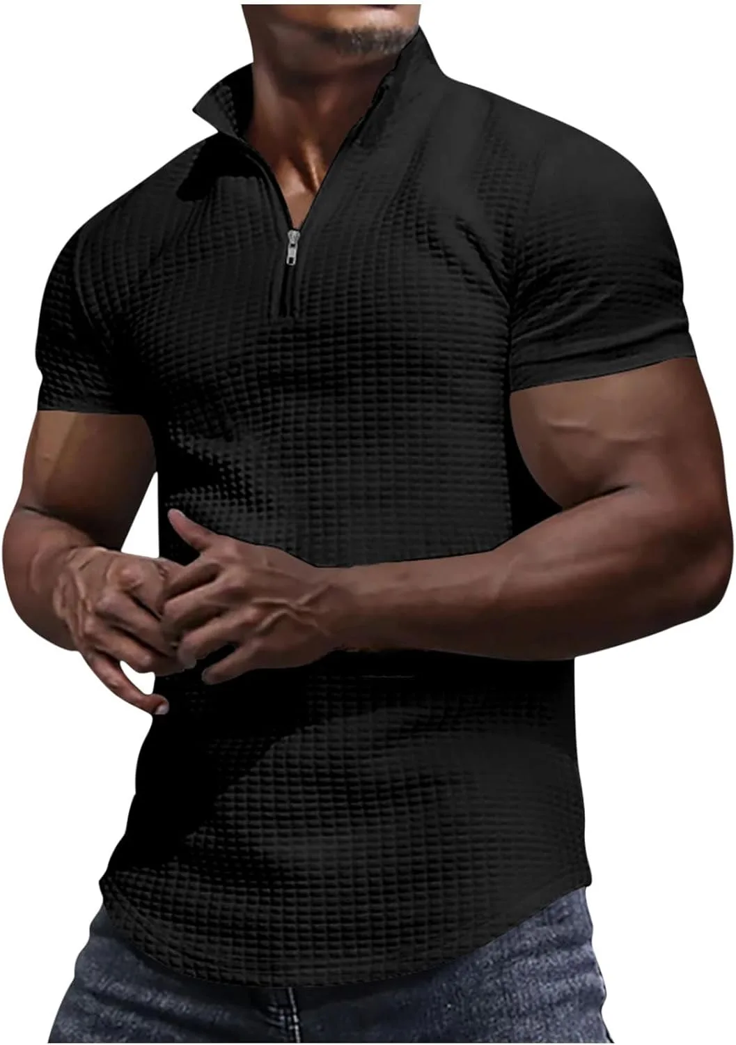 

Футболка Muscularfit для мужчин с коротким рукавом и четверть-молнией