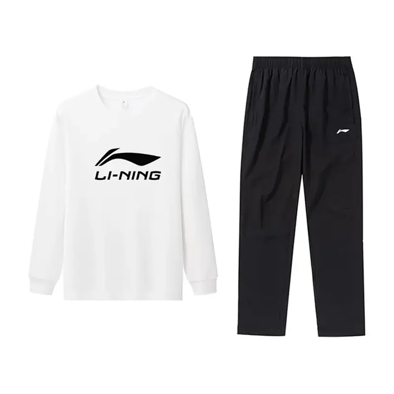 

Li-Ning Casual Sportswear Unisex, белый sweatshirt+черный straight fit sports pants