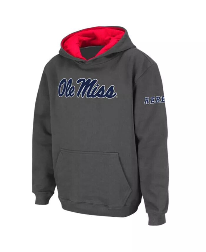 

Темно-серый пуловер с капюшоном и большим логотипом Big Boys Ole Miss Rebels Stadium Athletic