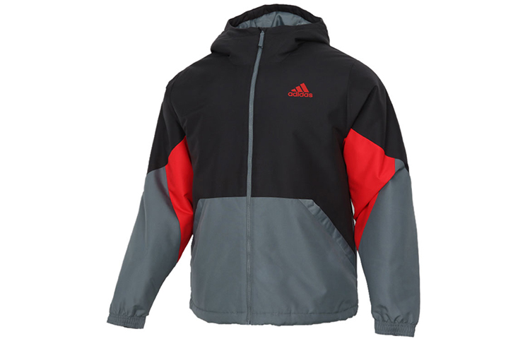 Adidas Пуховик мужской красно-черный, Red Black Multicolor — фото 2