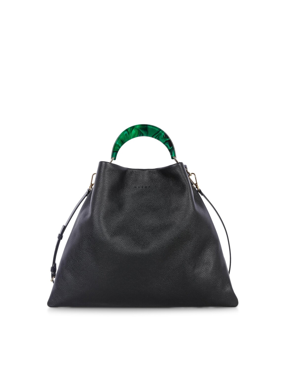 

Кожаная сумка-саквояж Marni, цвет Black/Spherical Green