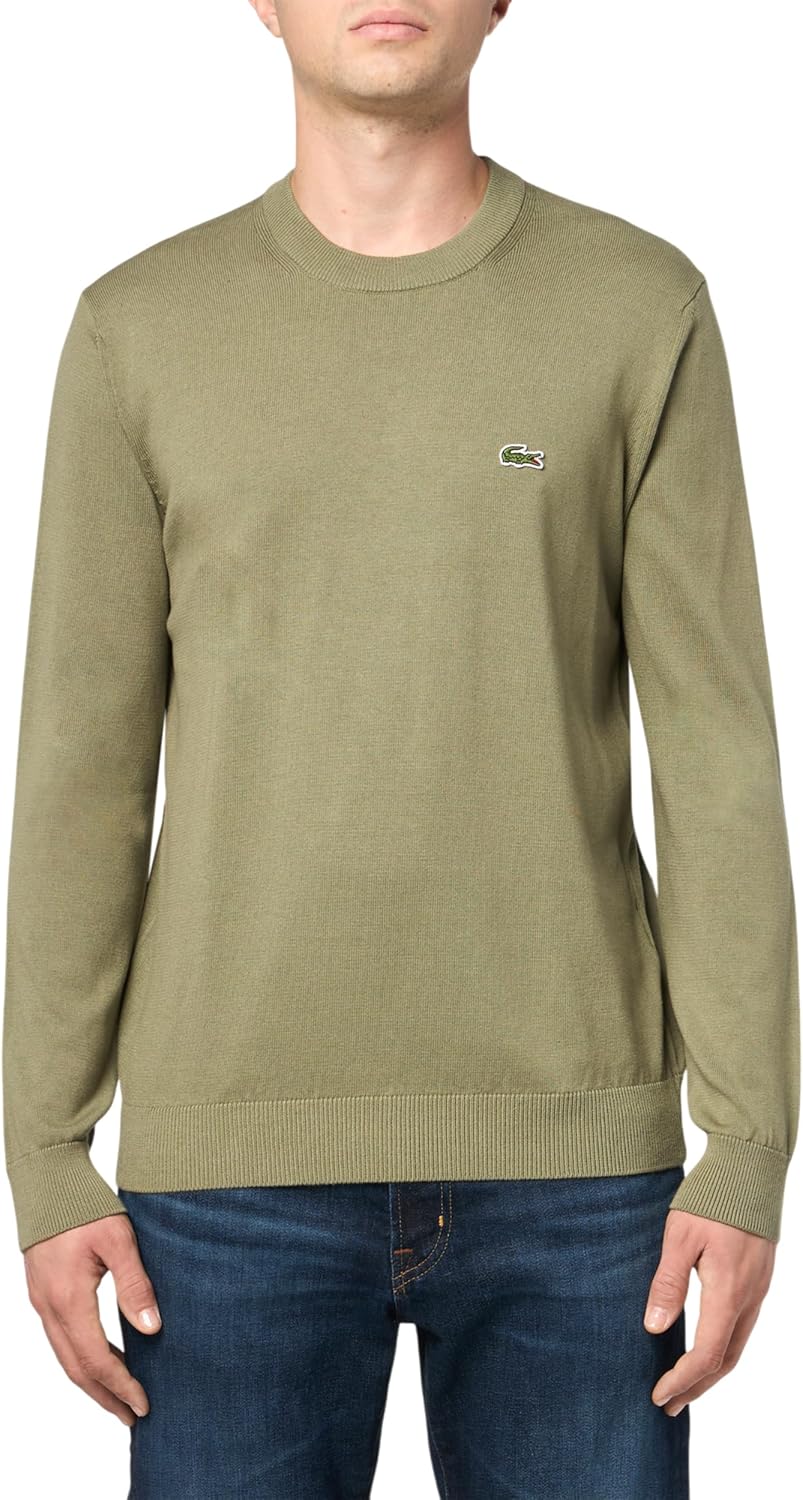

Lacoste мужской свитер с длинным рукавом и круглым вырезом, Regular Fit, Khaki