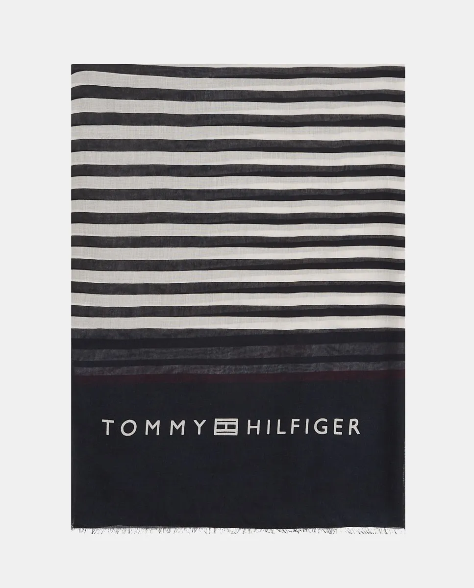 

Женский шарф Tommy Hilfiger из модала в тёмно-синюю полоску, тёмно-синий
