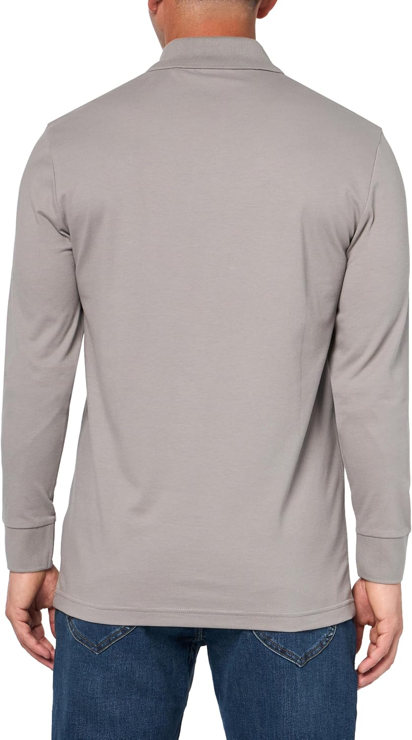 BOSS Мужская поло с длинным рукавом Slim Fit с квадратным логотипом, High Rise Grey — фото 2