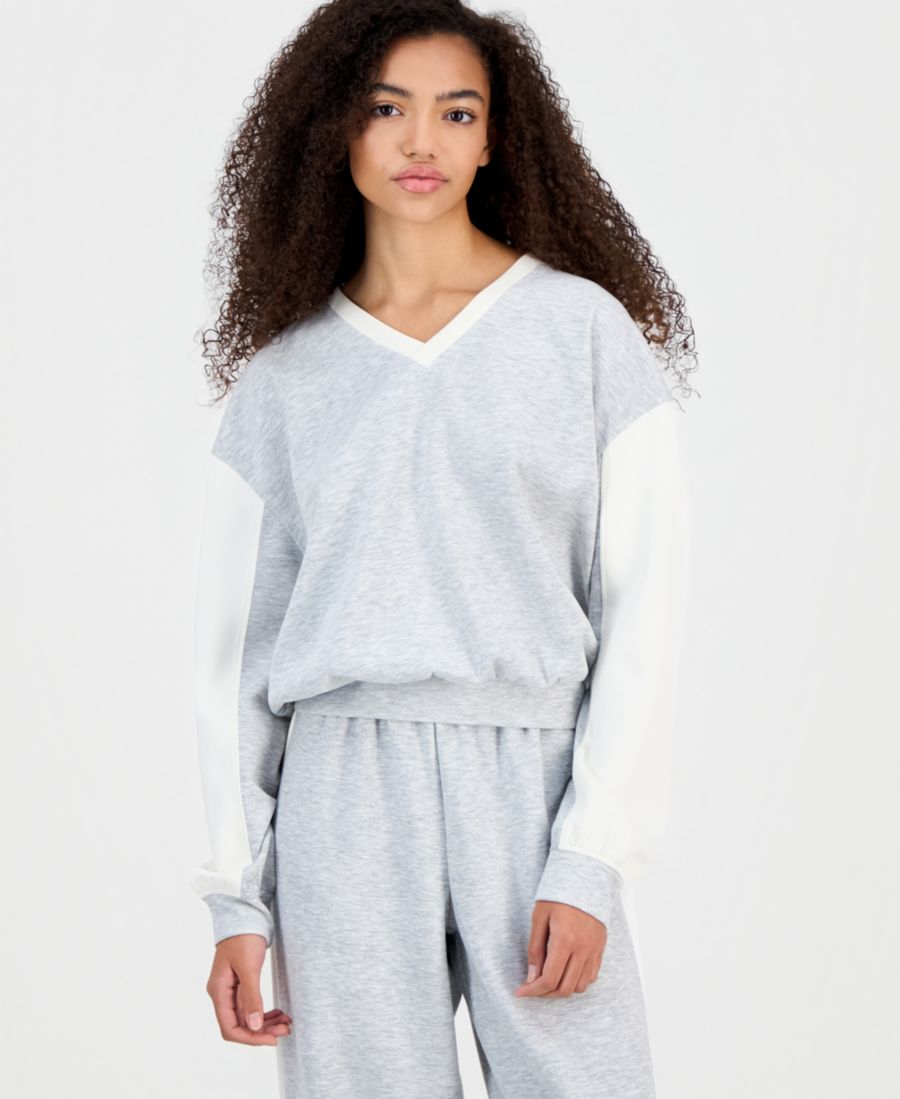 

Детская толстовка с V-образным вырезом и цветными блоками в стиле дайвинг Tinseltown, H Grey/White