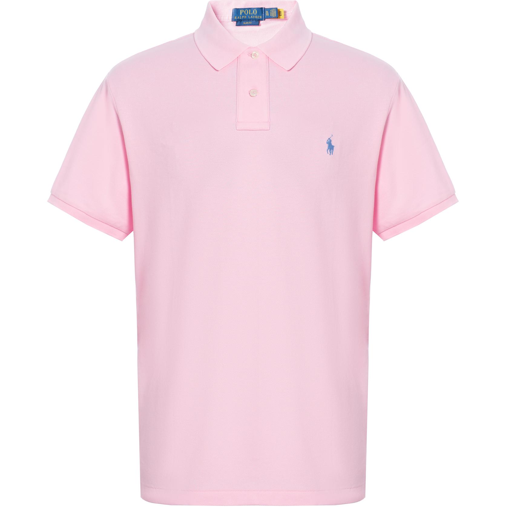 Футболка поло с коротким рукавом и вышитым логотипом Polo Ralph Lauren, розовая — фото 2