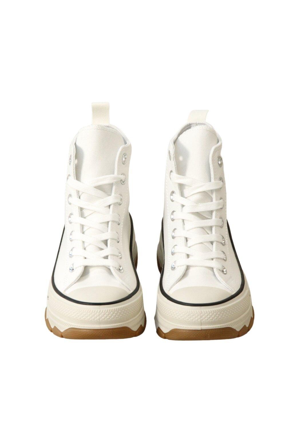 Высокие кроссовки High Top Canvas Casual Comfy Daily Wear Chunky Flatform Wedge Trainers IVACHY, белый — фото 3