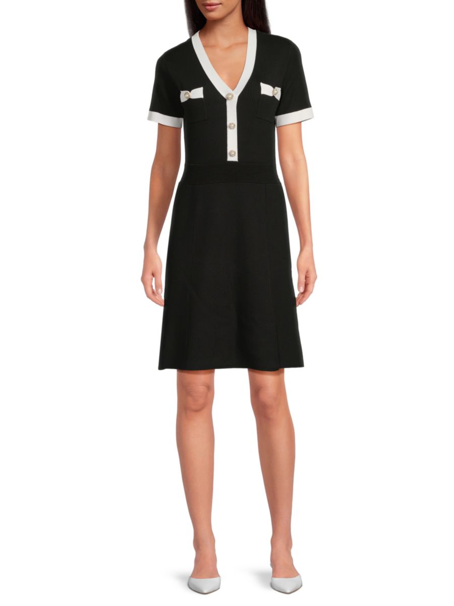 

Мини-платье-свитер с контрастной отделкой Karl Lagerfeld Paris, цвет Black Soft White