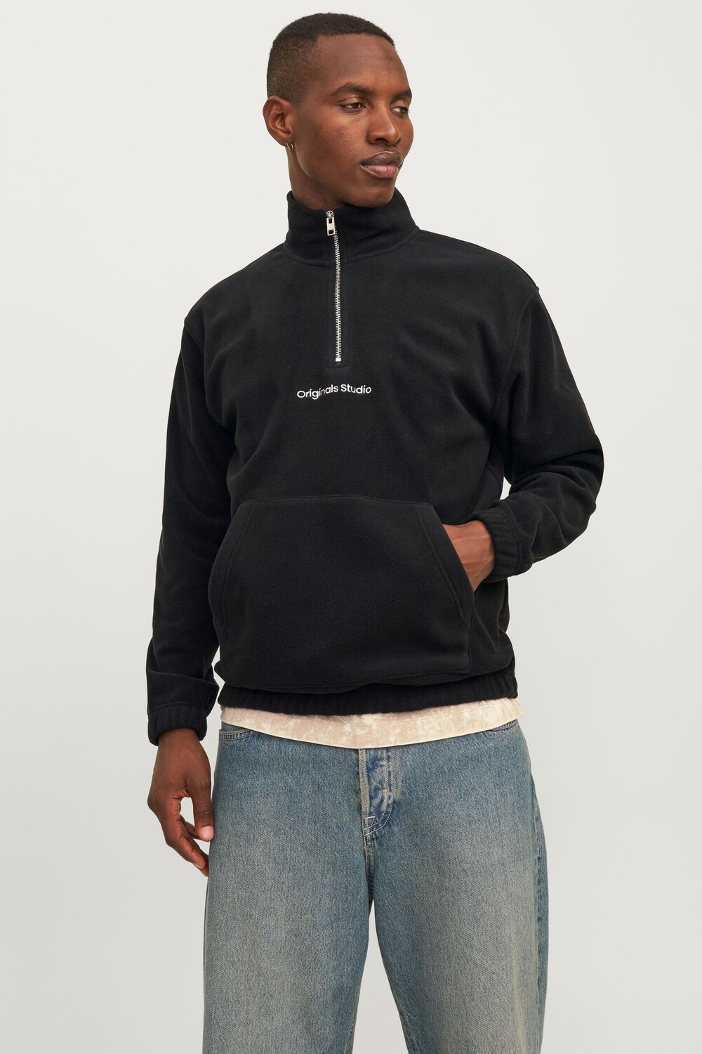 

Флис с застежкой молнией на четверть длины Jack & Jones, черный