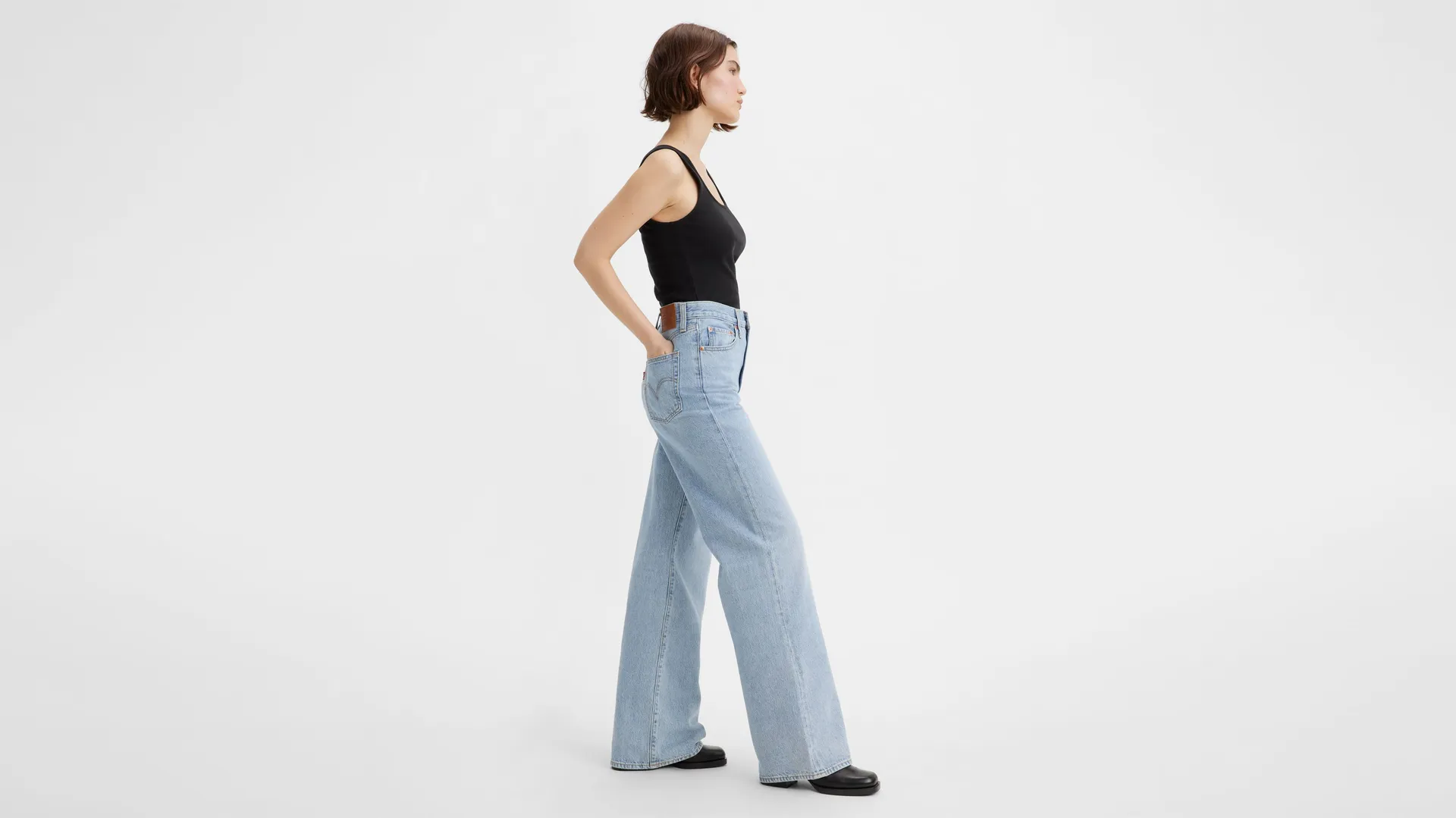 Широкие женские джинсы с рельефной клеткой Levi's, цвет Far And Wide - Light Wash — фото 4