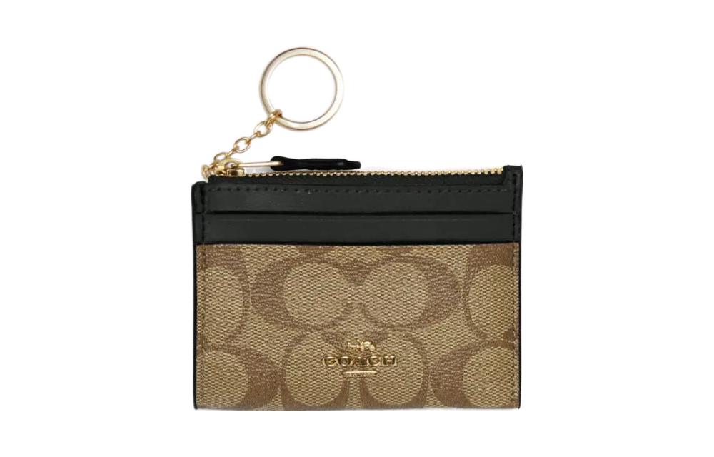 

COACH Миниатюрный женский бумажник для документов и карт из тонкого лакированного полотна с гладкой кожей