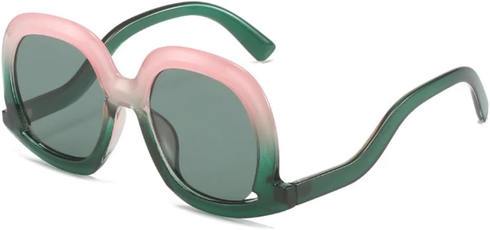 

Модные уникальные овальные солнцезащитные очки для женщин, яркие градиентные очки с леопардовым принтом, защита от УФ-излучения UV400 для мужчин, стильные очки с полой оправой UUPTTPL, Pink Green