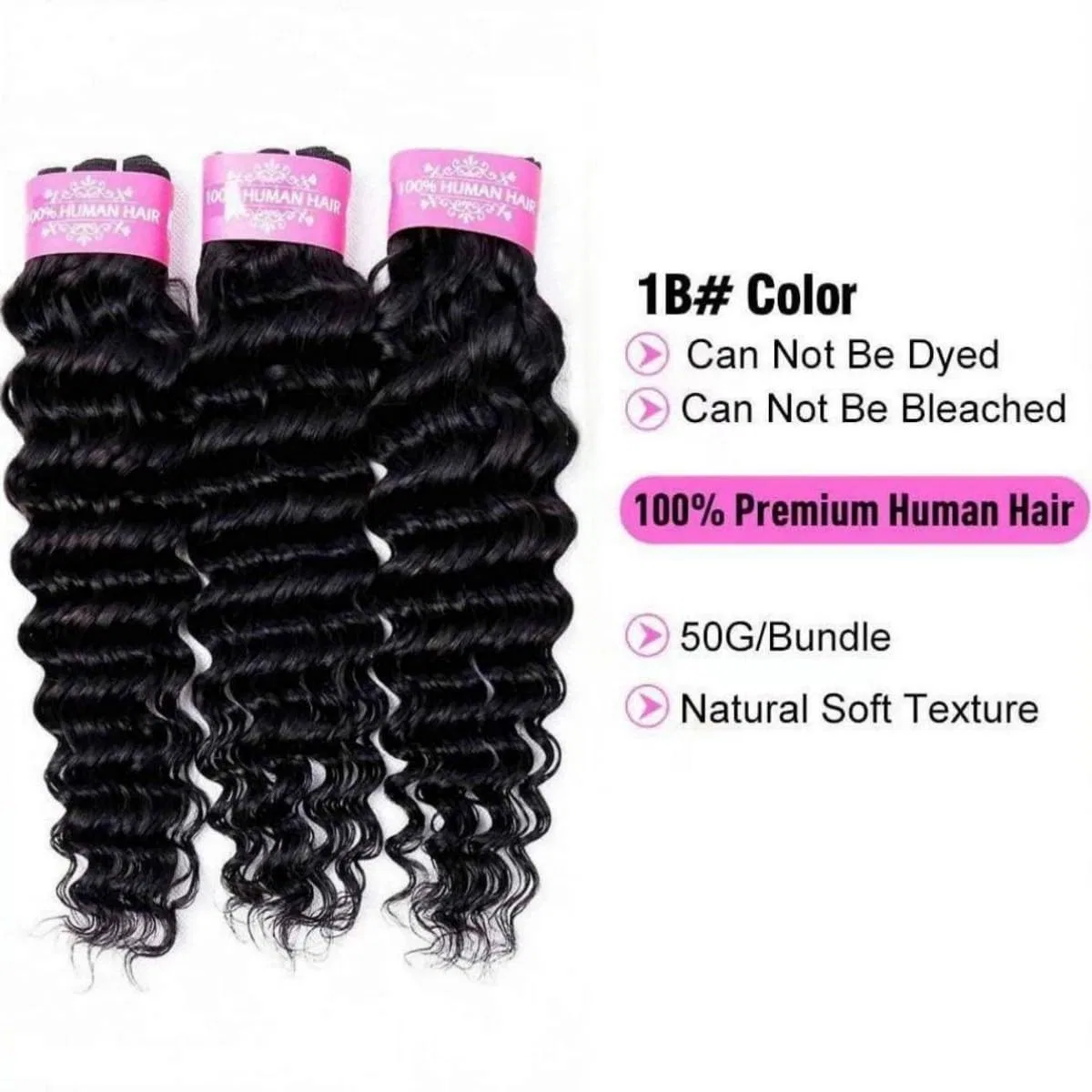 Натуральные волосы для наращивания Deep Curly 25 см от Human Hair Bundles Unipearl, Natural Color Dc — фото 4