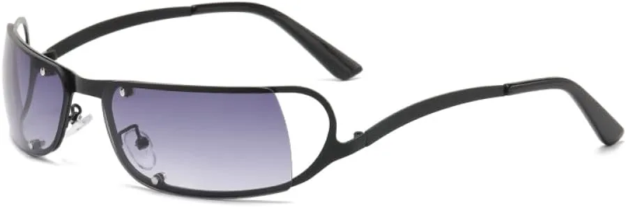 

Винтажные солнцезащитные очки для женщин в стиле панк, ретро-очки с обтекаемой формой, мужские солнцезащитные очки с защитой от УФ-излучения UV400 LANGSER, Black Grey