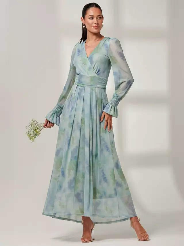 

Платье Jolie Moi Tie Dye Print Mesh Maxi, цвет green/multi