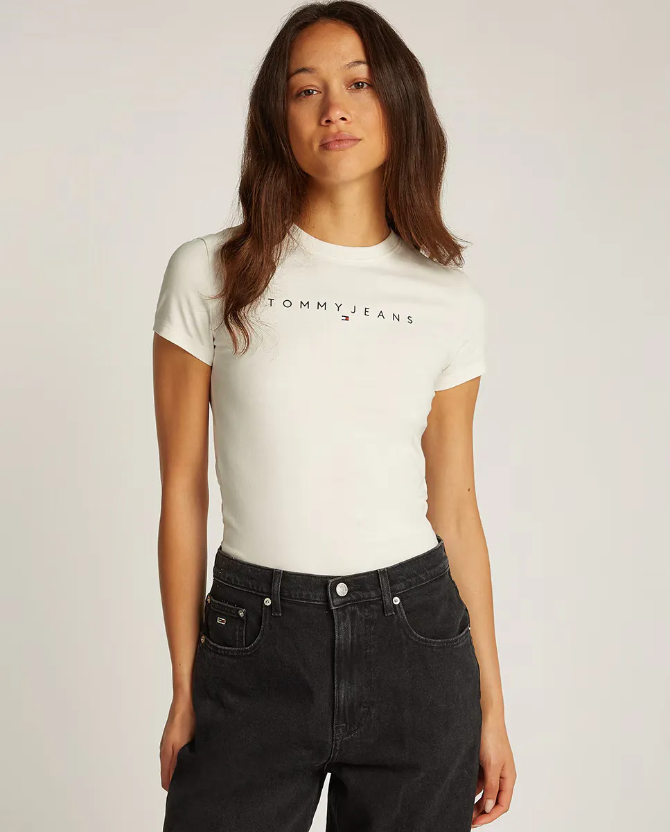 

Женская приталенная футболка с коротким рукавом Tommy Jeans, цвет Crudo