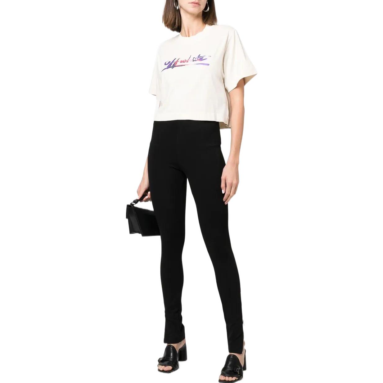 OFF WHITE Футболка кроп с логотипом Readymade Бежевый/Фиолетовый OFF-WHITE — фото 3