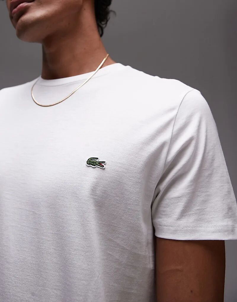Футболка с логотипом Lacoste Pima белого цвета — фото 2