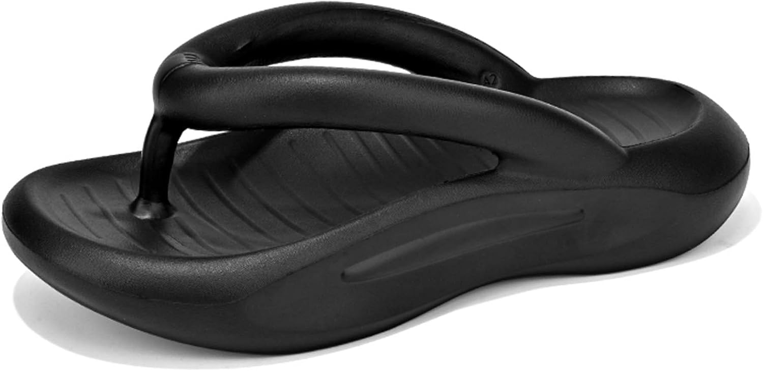 

Летние мужские сланцы с толстой подошвой, шлепанцы, сандалии, пляжная обувь, противоскользящие, повседневные, однотонные, удобные, дышащие, мягкие Generic, черный