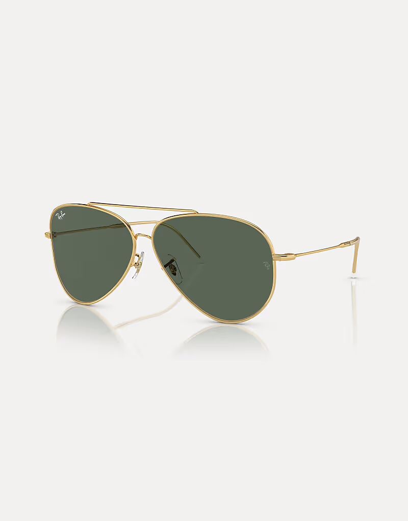 

Солнцезащитные очки Aviator с зелеными линзами в цвете Arista Gold Ray-Ban