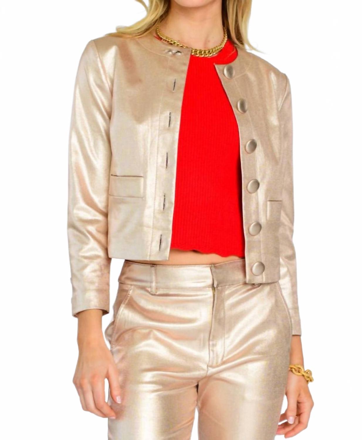 

Куртка Remy из металлизированной джинсовой ткани Elizabeth James The Label, metallic denim