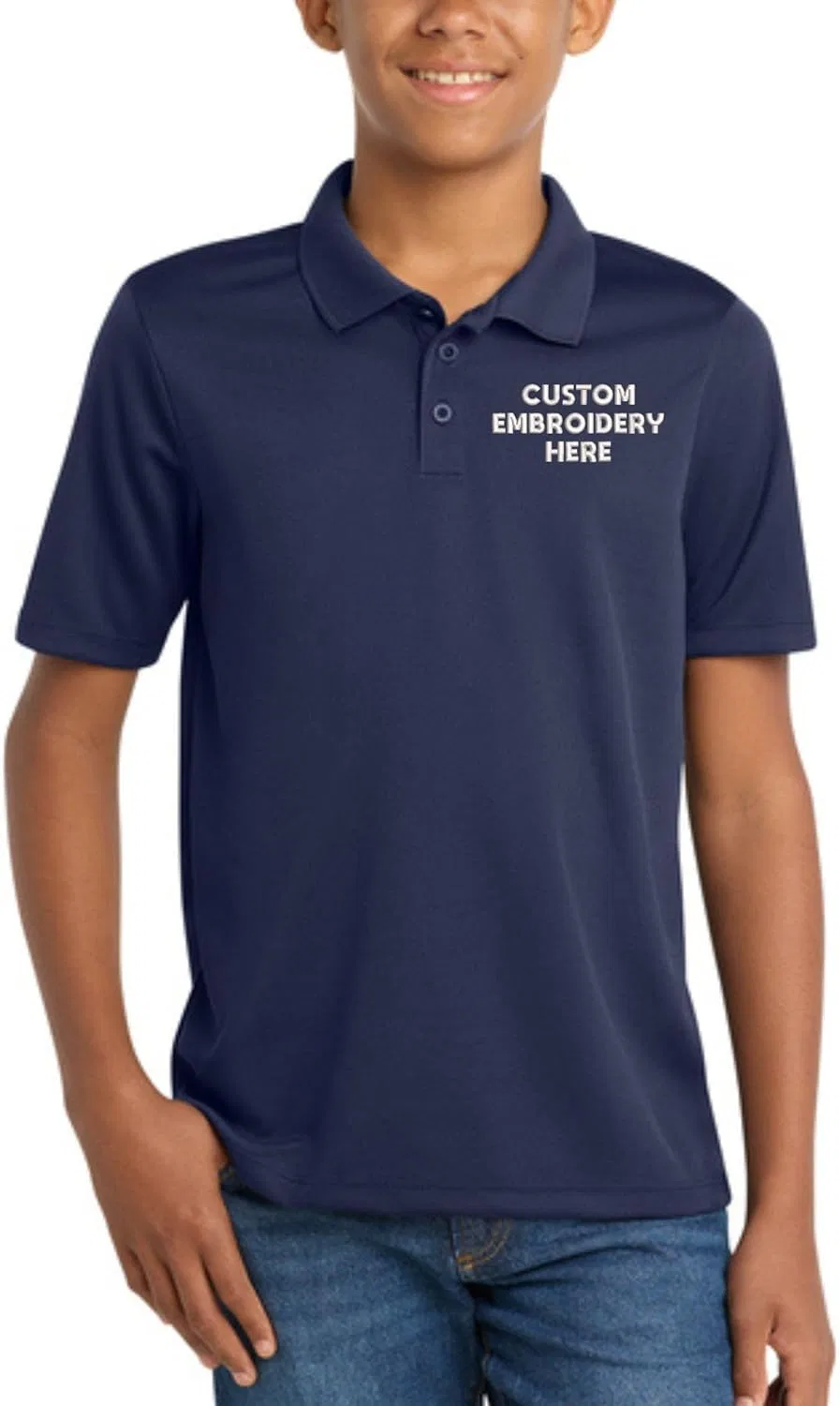 Детское поло, дышащее, LOGO IMPRESSION, True Navy