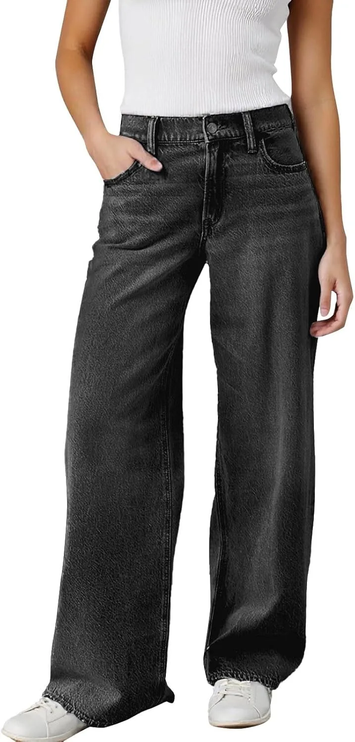 

Джинсы-слаксы женские High Waist Baggy Rtdyvyuhb