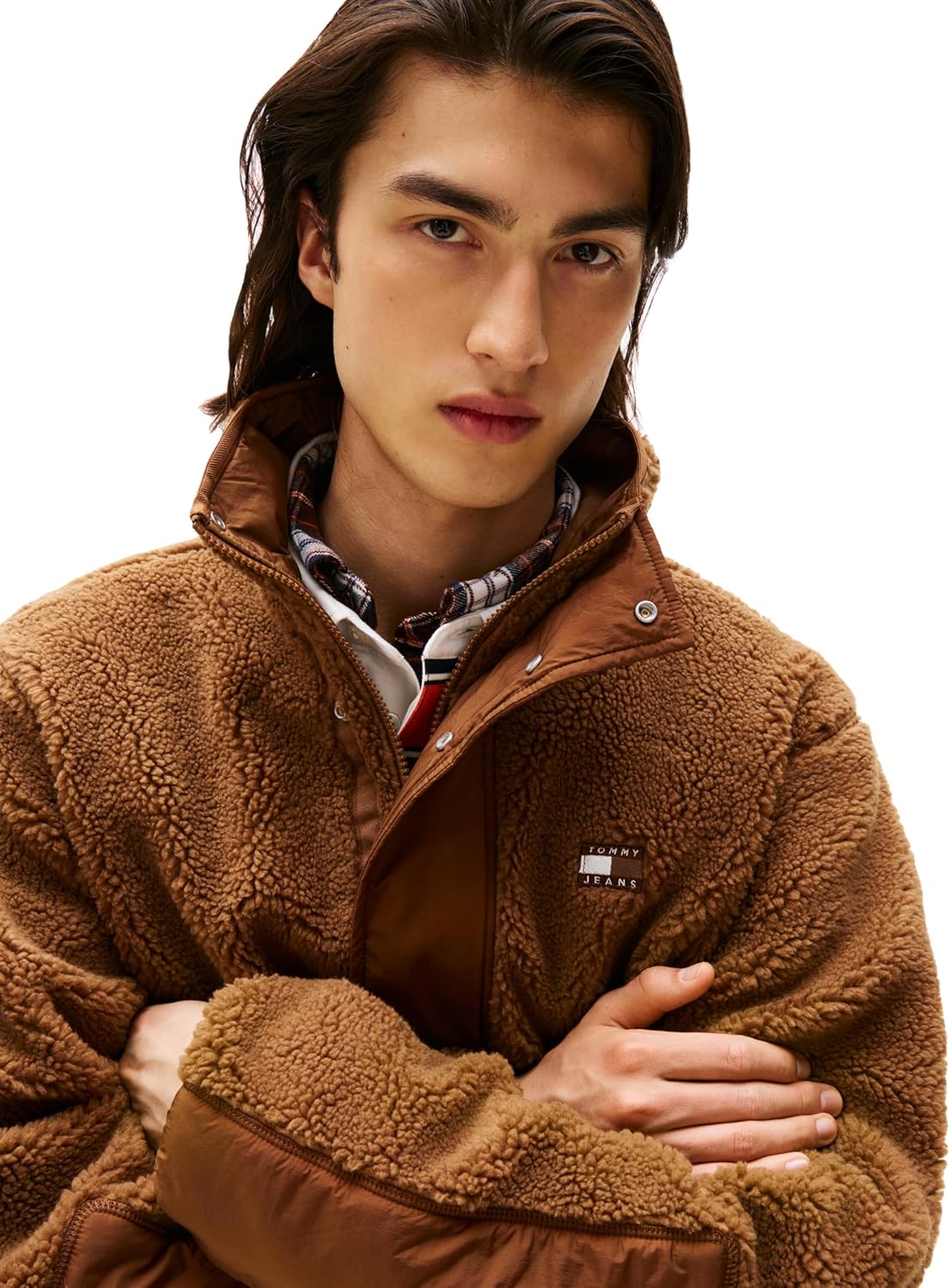 Мужская легкая куртка Tommy Jeans Teddy с вышитым логотипом Tommy Hilfiger, Pecan Nut — фото 2