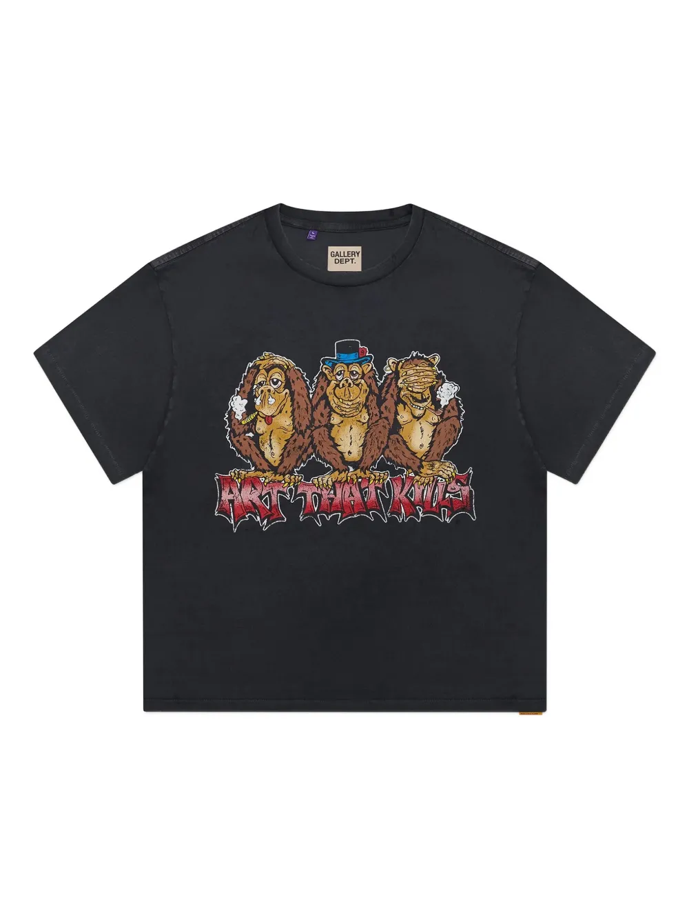 

Хлопковая футболка с принтом обезьяны "Ничего не вижу" GALLERY DEPT., черный