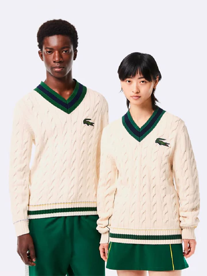 

Свитер бежевого/зеленого/темно-синего цвета Lacoste