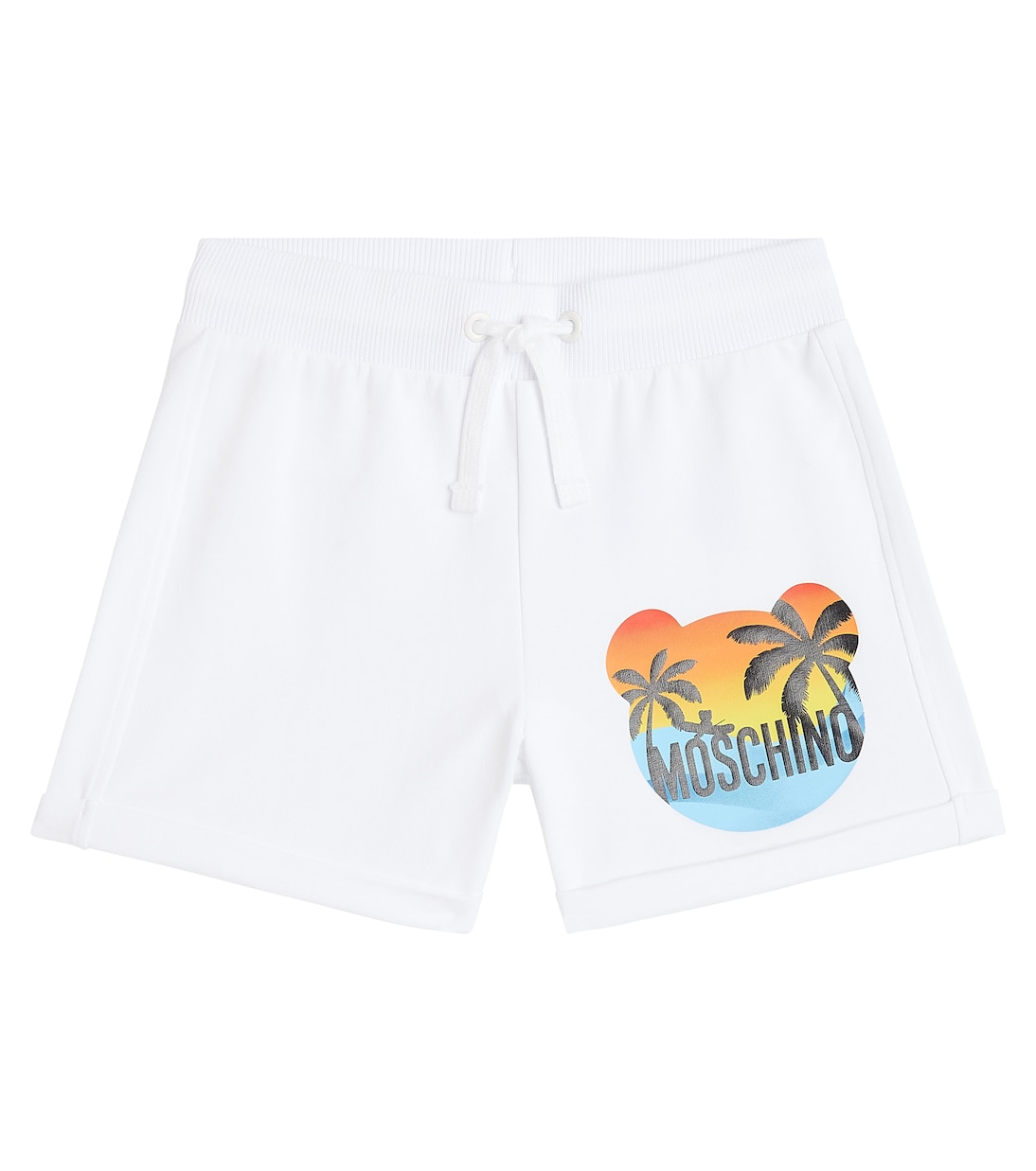 

Шорты из хлопчатобумажного трикотажа с принтом Moschino Kids, Optical White