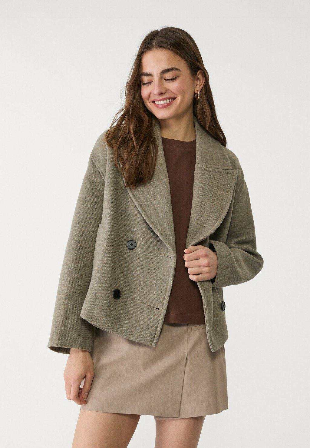 

Летняя куртка DOUBLE-BREASTED Stradivarius, цвет Mottled Light Brown