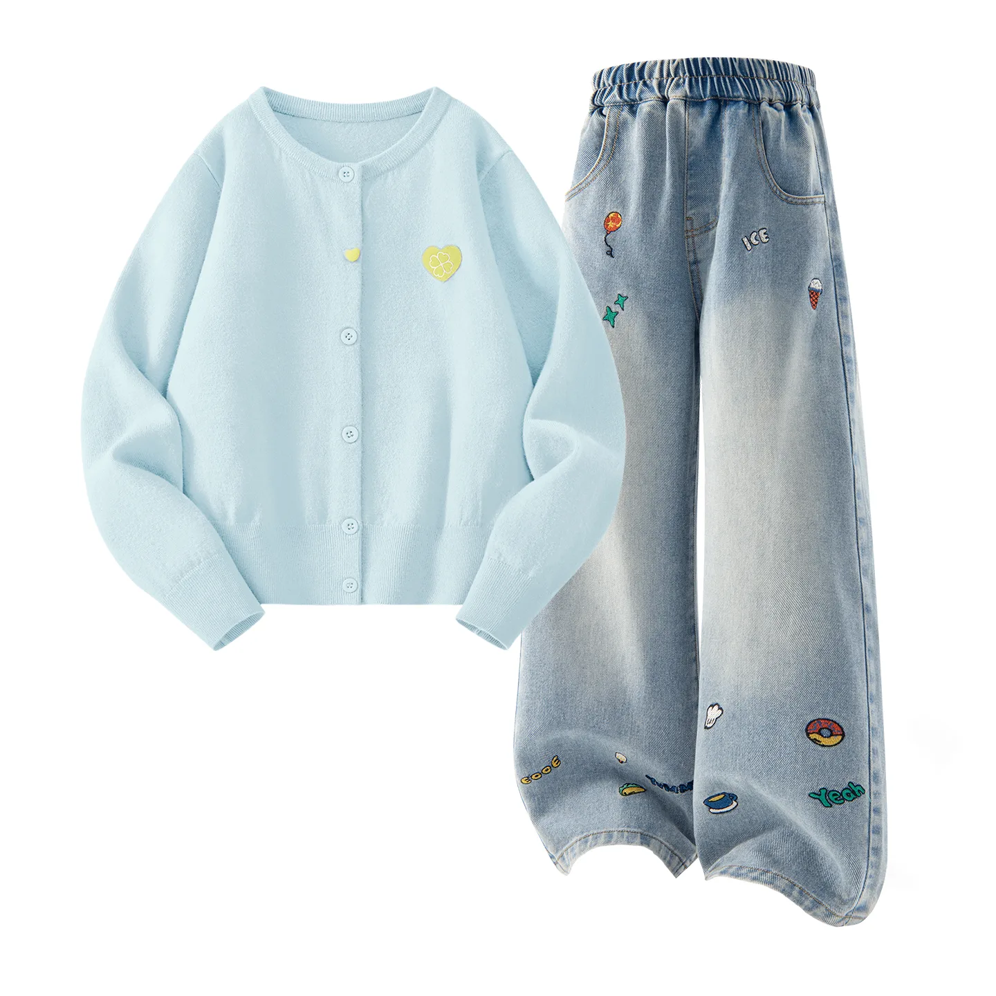 Детская повседневная спортивная футболка с круглым вырезом Disney, Solid Color Pink+Solid Color Denim Blue — фото 3