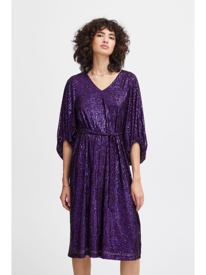 

Короткое платье ICHI Blusenkleid IHFAUCI DR 20115434 Festliches Midikleid mit Paillettenbesatz, фиолетовый