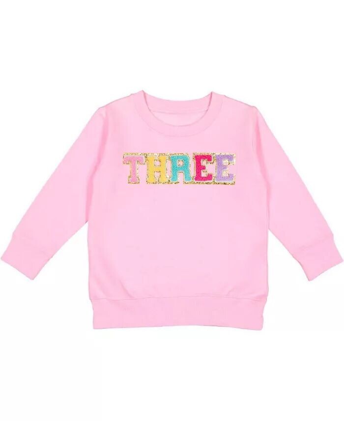 

Толстовка с нашивкой на третий день рождения для девочек-малышей Sweet Wink, розовый