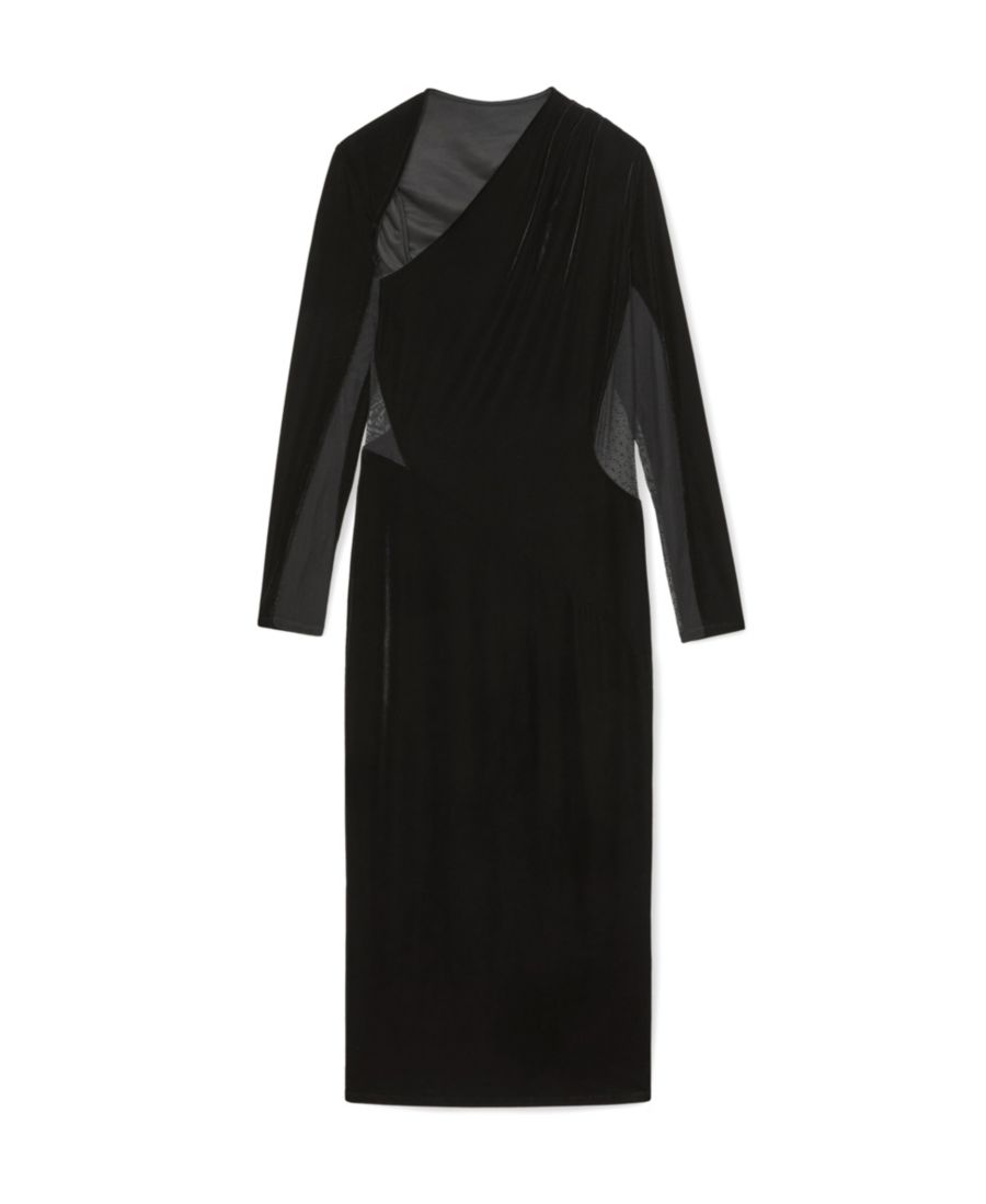 

Женское бархатное миди-платье с прозрачными вставками и вырезами REISS, Black