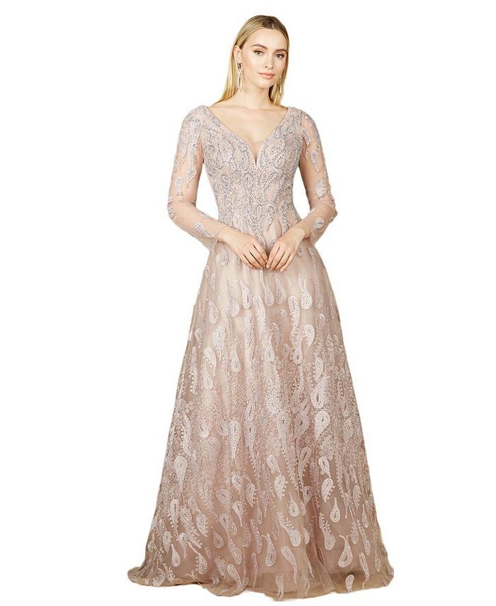 

Женское бальное платье с длинными рукавами и V-образным вырезом Lara, фиолетовый