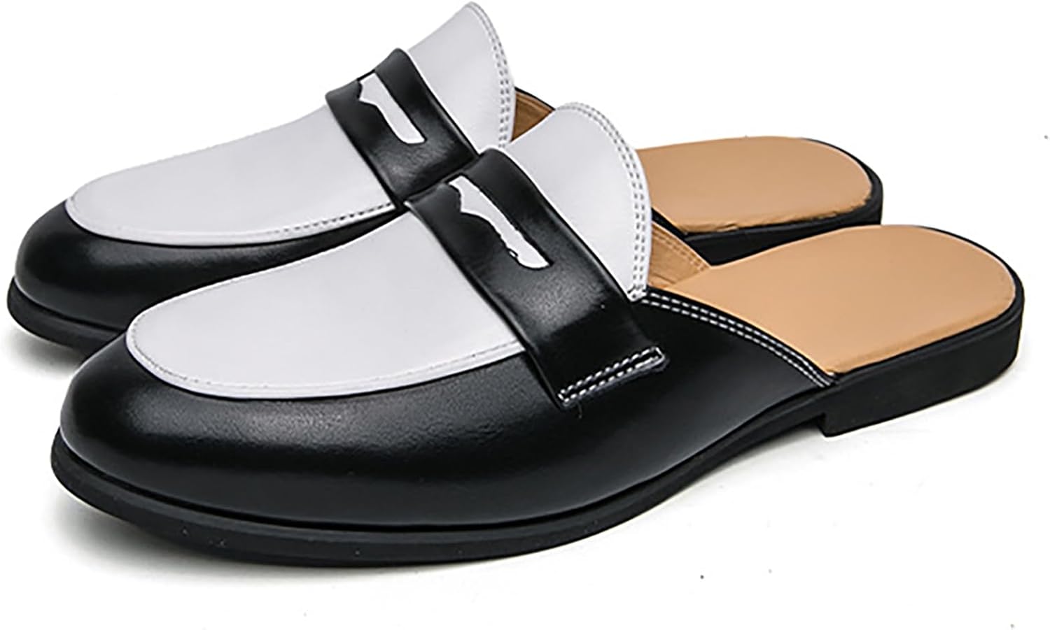 

Мужские кожаные мюли NENGMAON двухцветные, модные, с закрытым заостренным носком, без задника, с удобной подошвой, легкие, на низком каблуке, с ремешком на пятке, для повседневной носки, работы, вечеринок и свадеб, черный