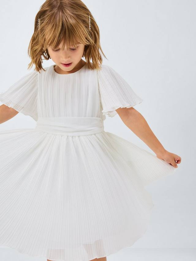 Детское платье для подружек невесты плиссе John Lewis Heirloom Collection, Ivory — фото 3
