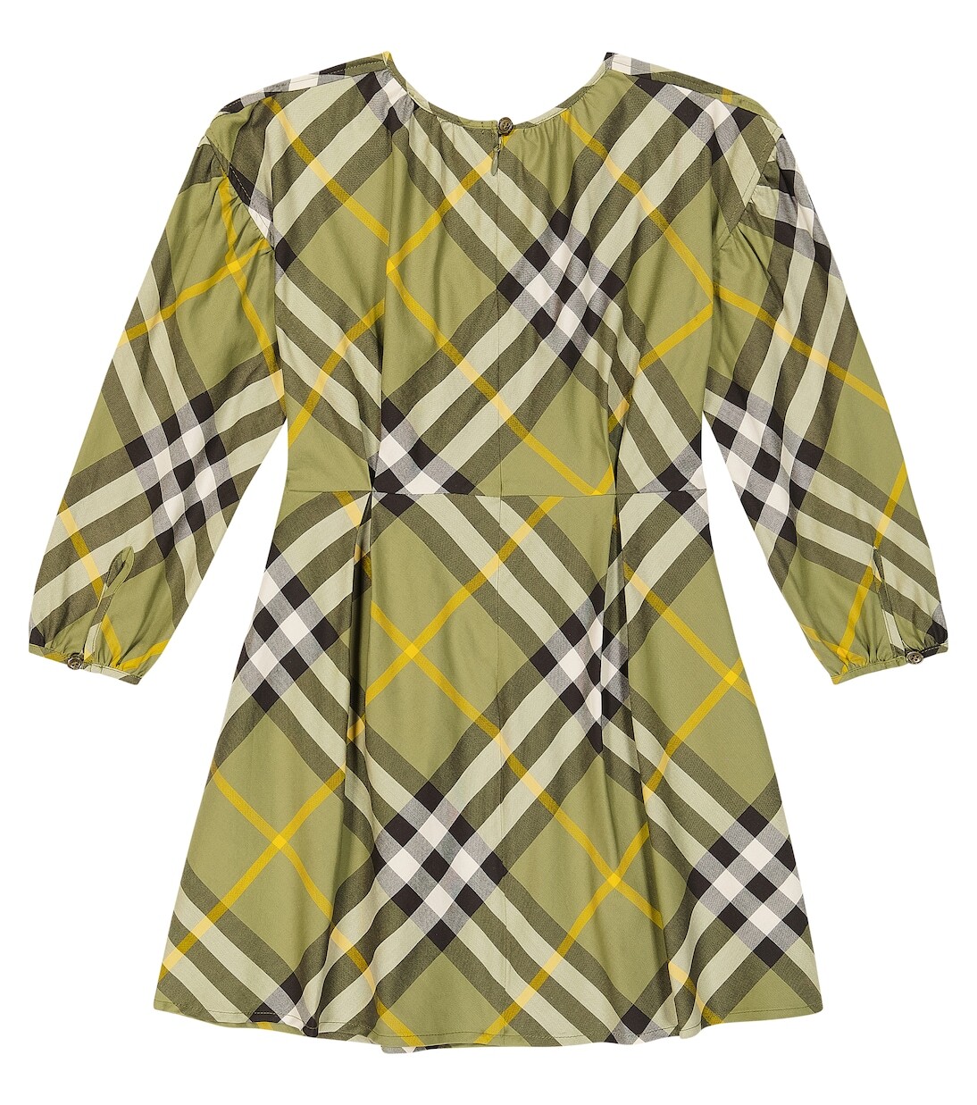 Платье burberry в клетку из хлопка Burberry Kids, зеленый — фото 4