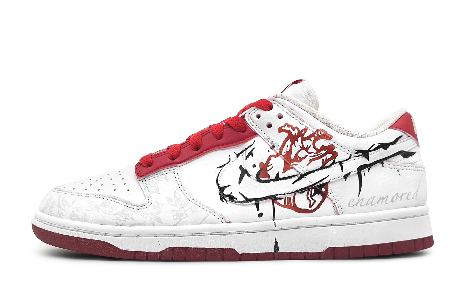 

Кроссовки Nike Dunk Skateboarding Shoes Women's Low-top Red, белый/красный