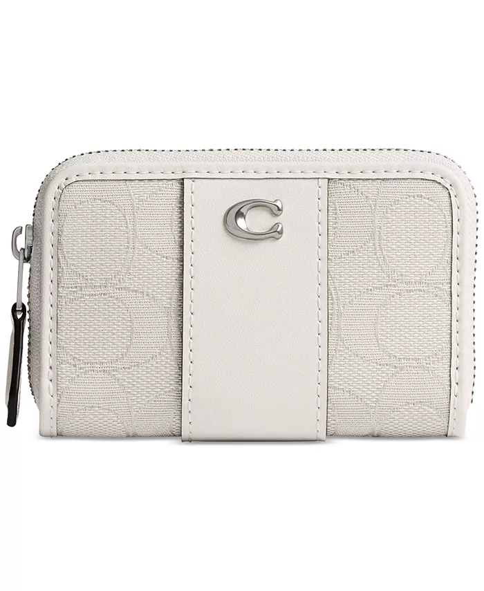 

Необходимый маленький картхолдер на молнии в фирменном жаккарде COACH, белый