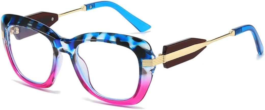 

Модные солнцезащитные очки «кошачий глаз» для женщин, ретро-стиль, разноцветный градиент, защита от УФ-излучения UV400, трендовые очки для мужчин TVTBBVV, Blue Purple Clear