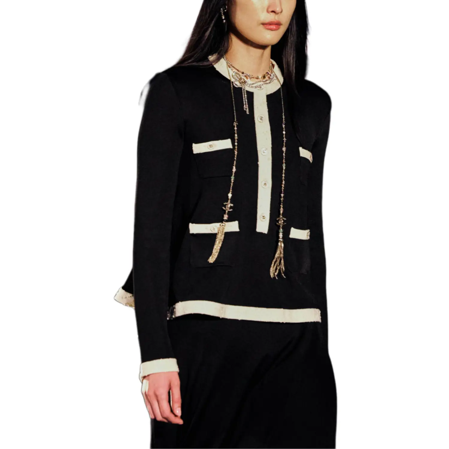 Коллекция 25A Premium Handmade Collection вязаный топ для женщин CHANEL, черный — фото 4