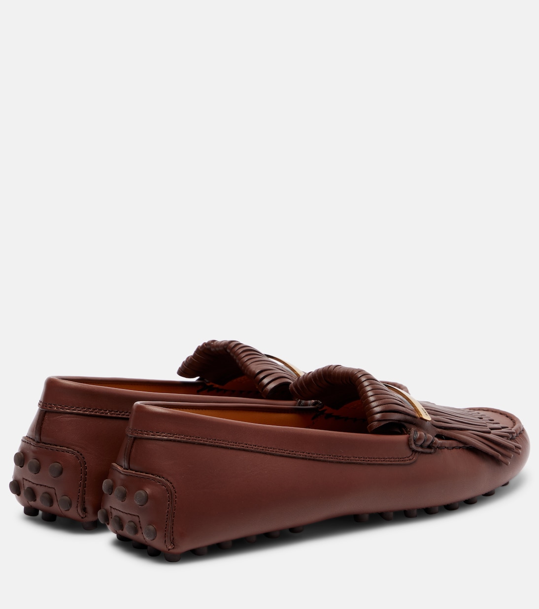 Гоммино бахромчатые кожаные мокасины для вождения Tod's, Mogano — фото 2