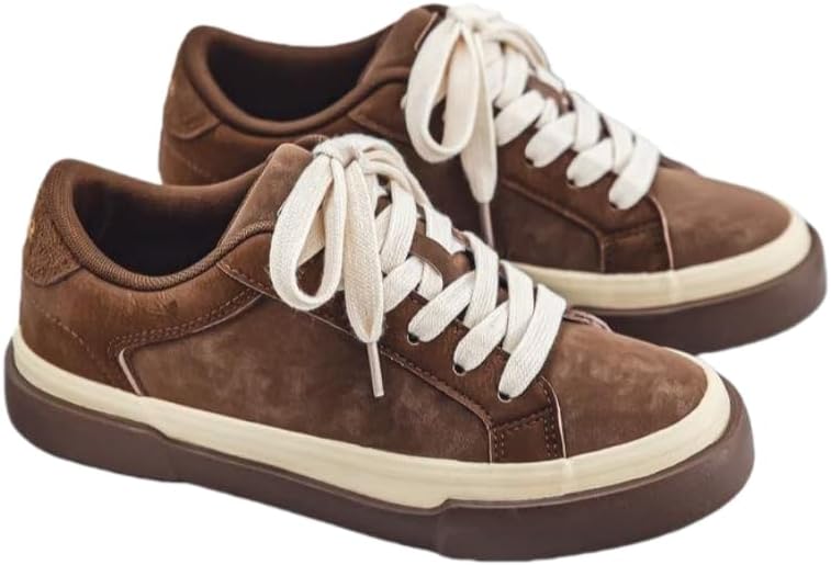 

Мужские модные спортивные кроссовки - шнуровка, круглый носок, плоская подошва, повседневные - с резиновой подошвой - подходят для ежедневного использования в любое время года Hoalox, коричневый