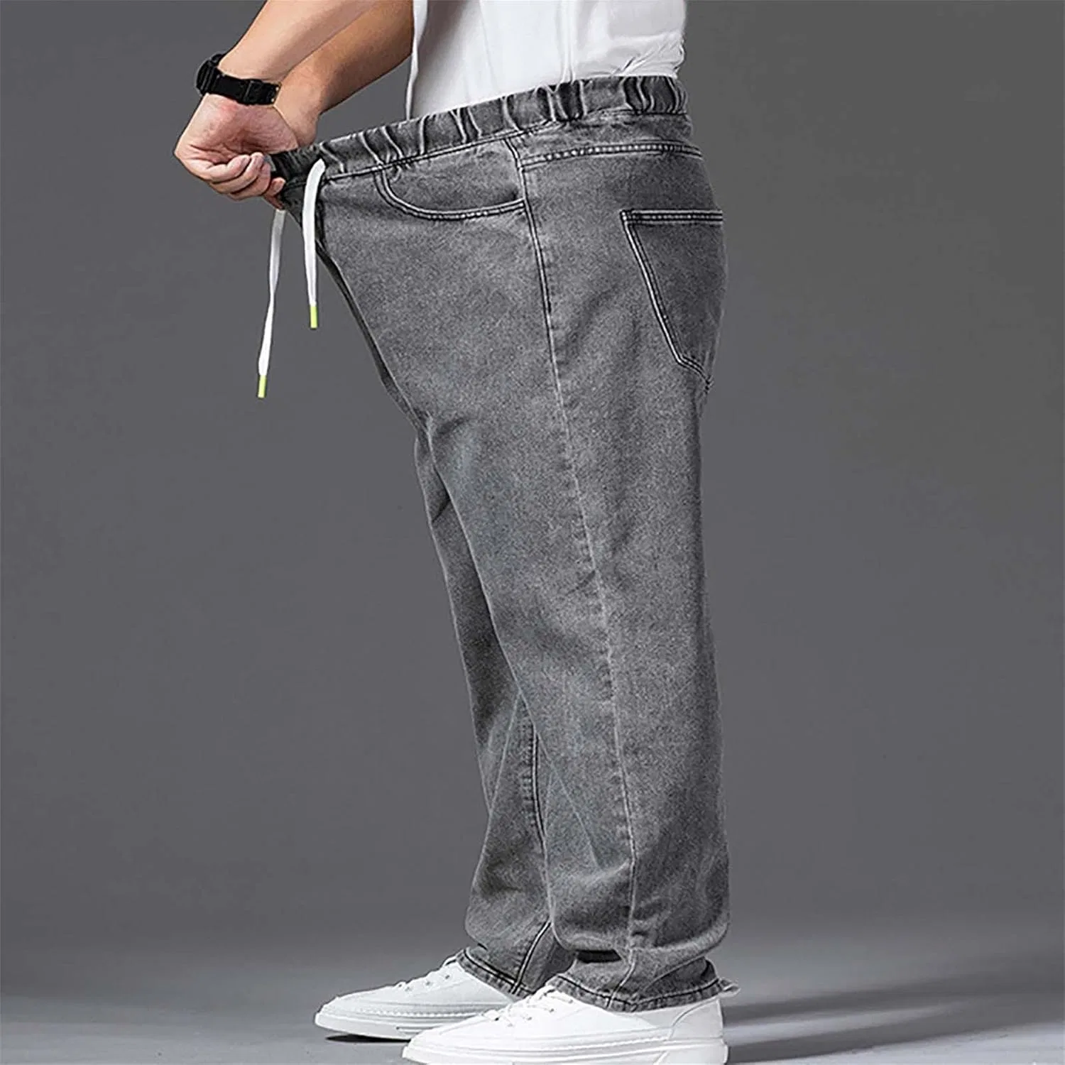 Джинсы свободные Baggy Jeans, серый — фото 3