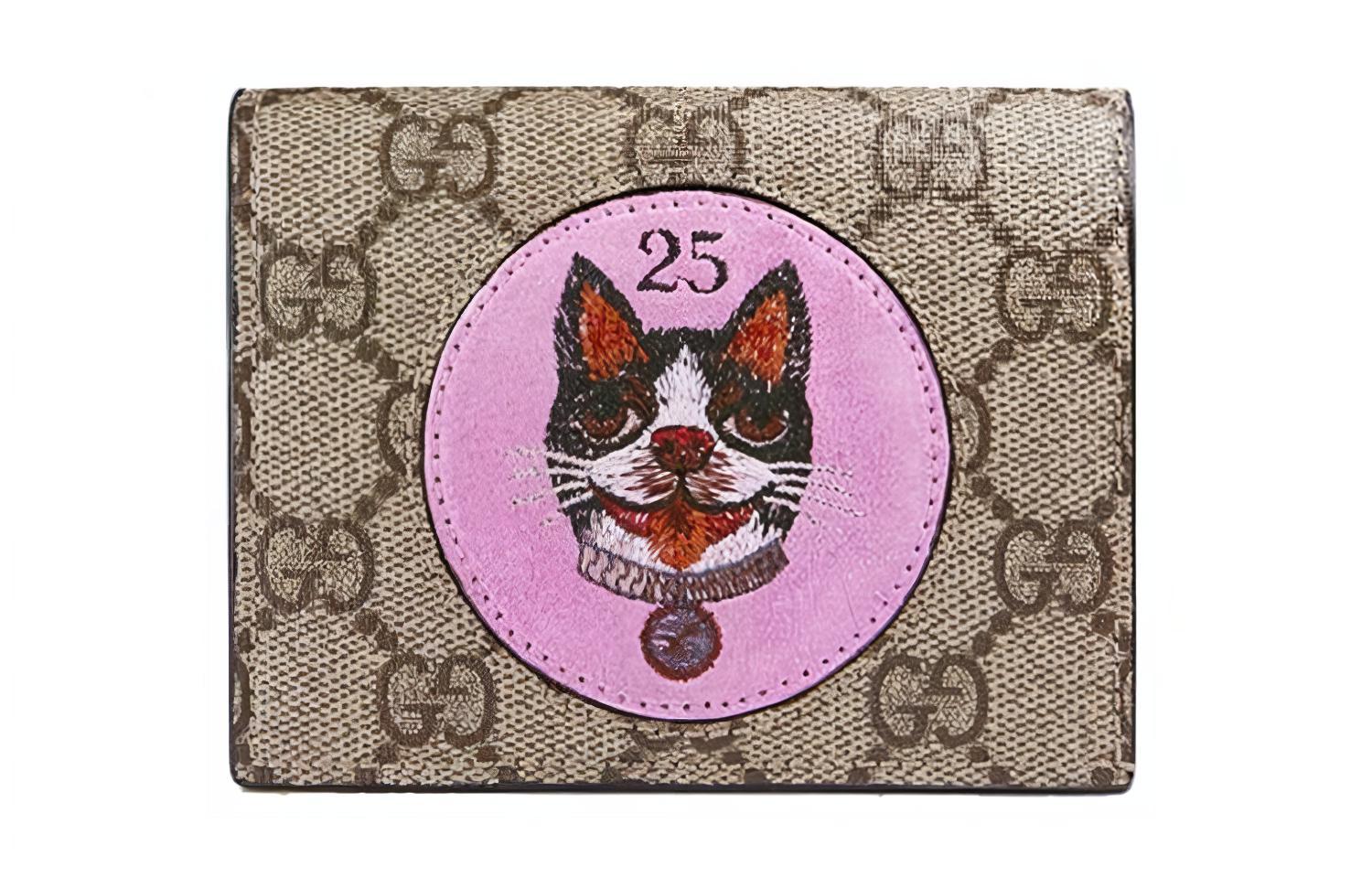 

Кошелек GG Supreme Canvas With Leather Card Holder, Regular, женский, Ebony/Pink/Red GUCCI, Set (Bag+Dust Bag)