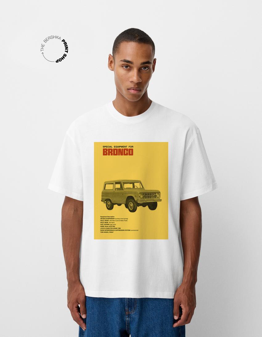 

Футболка с коротким рукавом Ford Bershka, белый